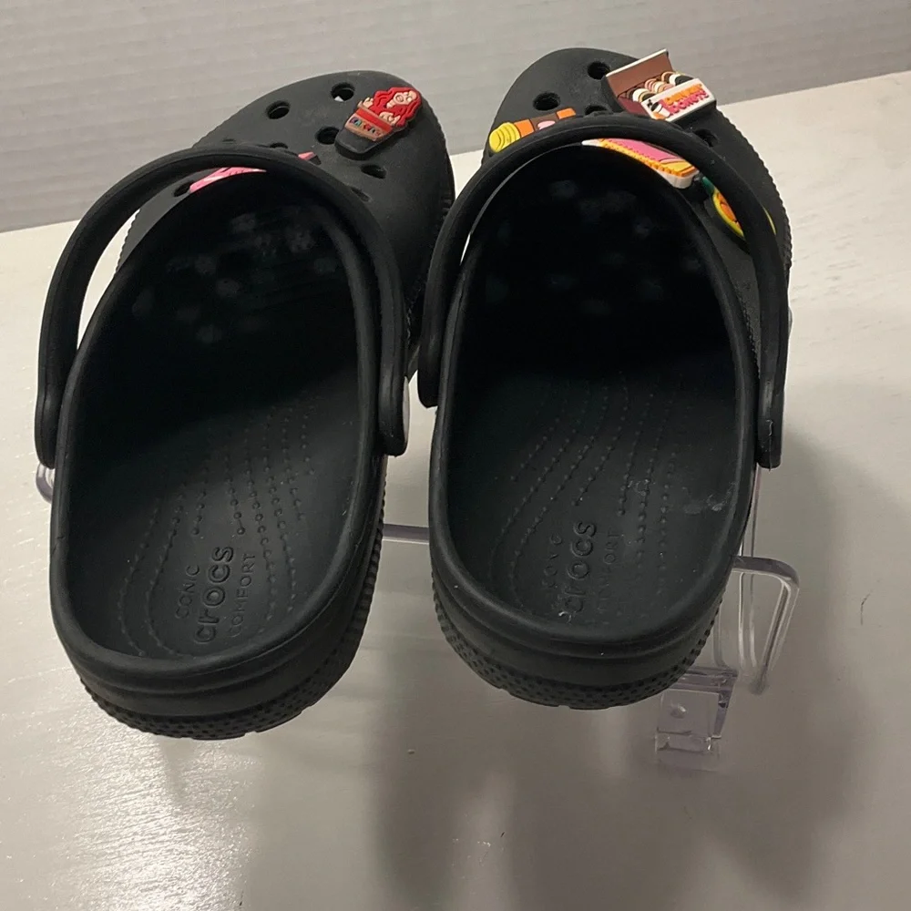 CROCS Kids Black Water Shoes with Colorful Charms